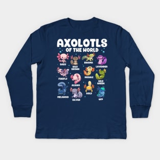 Axolotls of the World Kids Long Sleeve T-Shirt